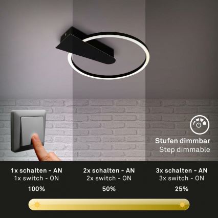 Briloner 3542-015 - Iluminação de teto LED com regulação NICO LED/12W/230V preto