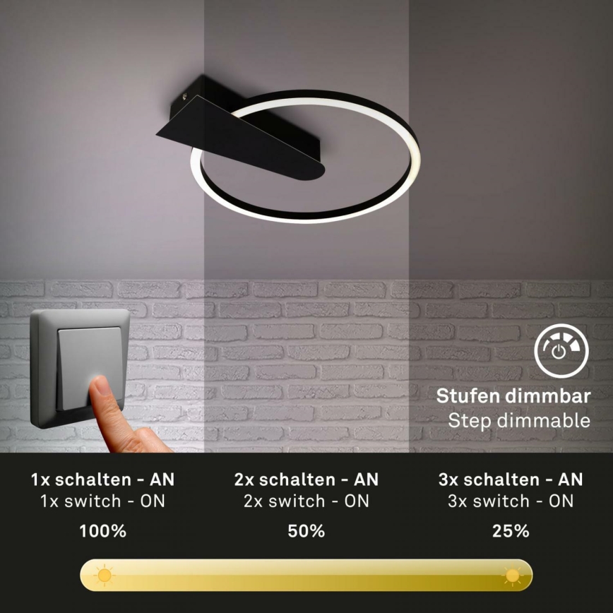 Briloner 3542-015 - Iluminação de teto LED com regulação NICO LED/12W/230V preto