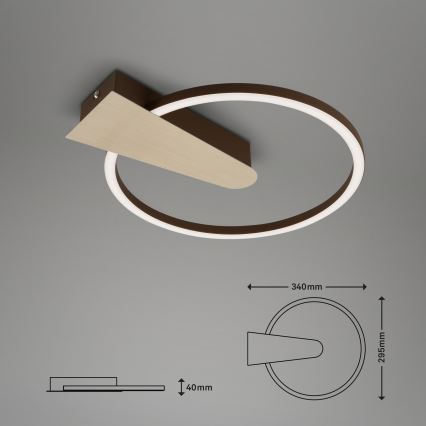 Briloner 3542017 - Iluminação de teto LED com regulação NICO LED/12W/230V dourado