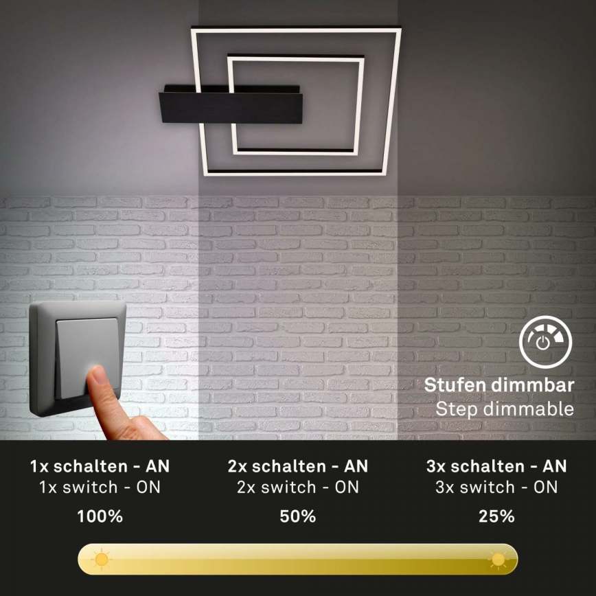 Briloner 3545-015 - Iluminação de teto LED com regulação NICO LED/25W/230V preto