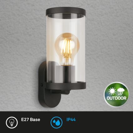Briloner 3600-015 - Iluminação de parede exterior KAIRO 1xE27/12W/230V IP44 preto