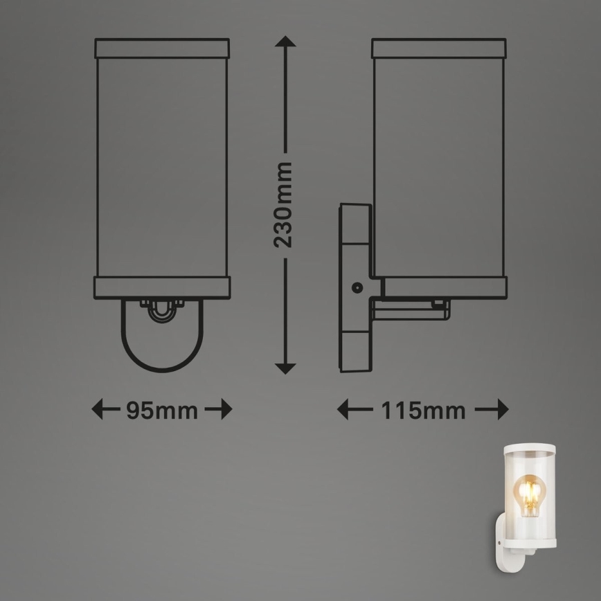 Briloner 3600-016 - Iluminação de parede exterior KAIRO 1xE27/12W/230V IP44 branco