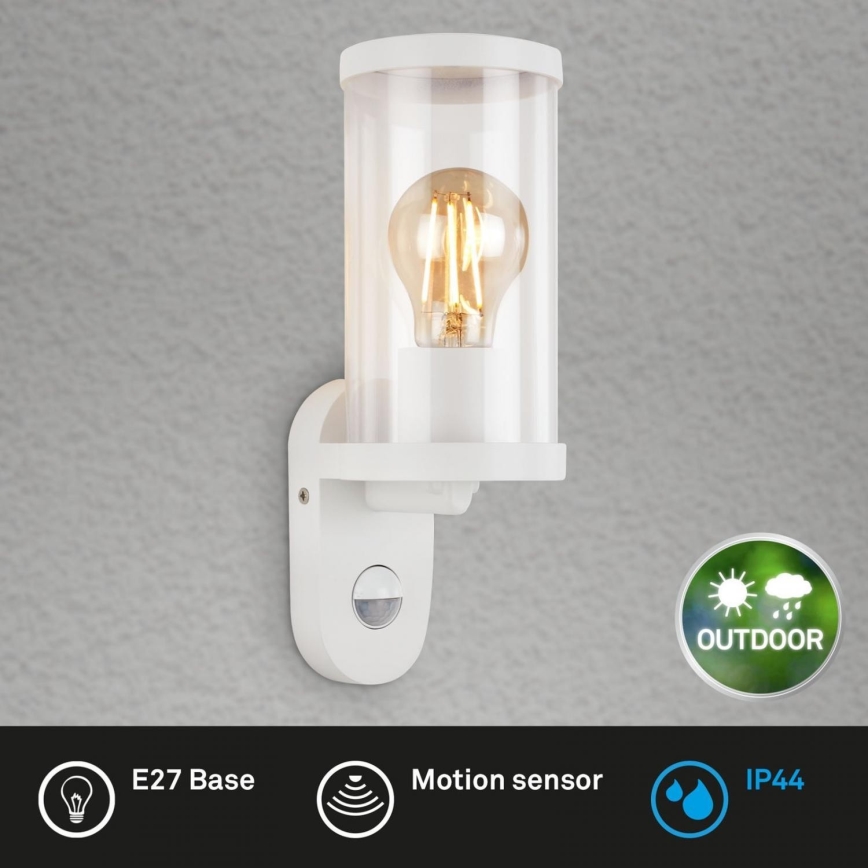 Briloner 3628-016 - Iluminação de parede exterior com sensor KAIRO 1xE27/12W/230V IP44 branco
