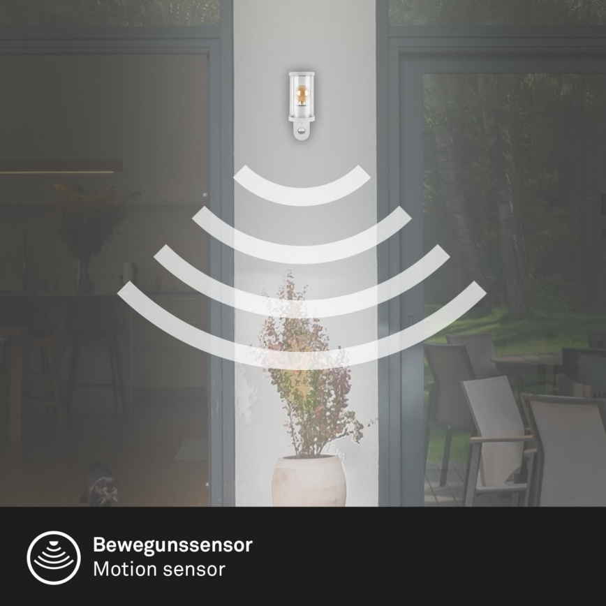 Briloner 3628-016 - Iluminação de parede exterior com sensor KAIRO 1xE27/12W/230V IP44 branco