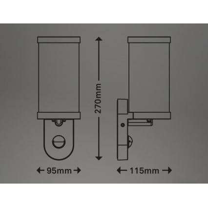 Briloner 3628-016 - Iluminação de parede exterior com sensor KAIRO 1xE27/12W/230V IP44 branco
