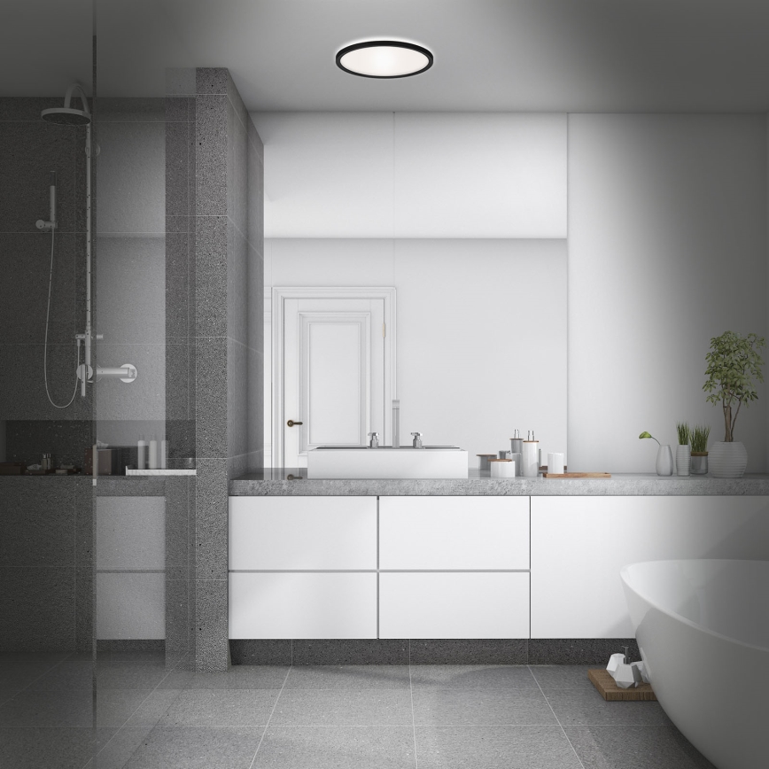 Briloner 3642-415 - Iluminação de teto de casa de banho LED SLIM LED/19W/230V diâmetro 29 cm IP44 preto
