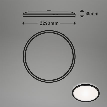 Briloner 3642-415 - Iluminação de teto de casa de banho LED SLIM LED/19W/230V diâmetro 29 cm IP44 preto