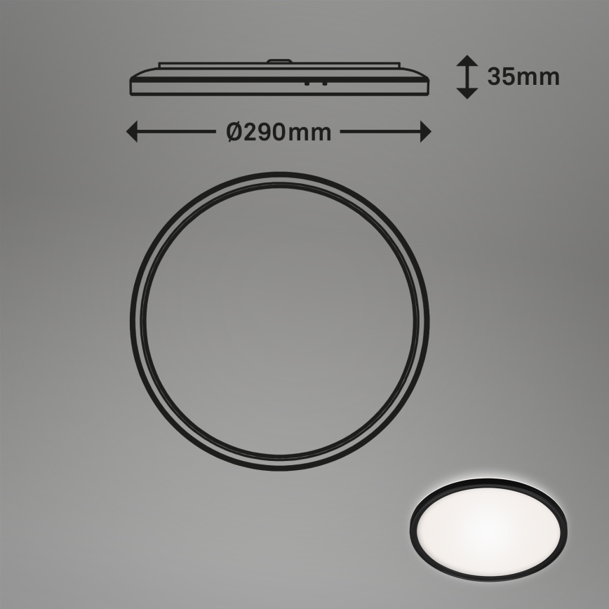 Briloner 3642-415 - Iluminação de teto de casa de banho LED SLIM LED/19W/230V diâmetro 29 cm IP44 preto