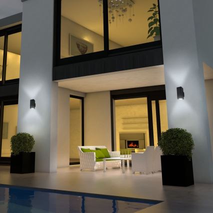 Briloner 3675-025 - Iluminação de parede exterior LED RGBW com regulação 2xLED/8,5W/230V 3000-6500K Wi-Fi Tuya IP44 preto
