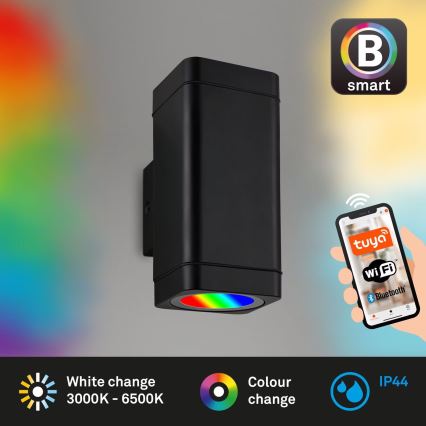 Briloner 3675-025 - Iluminação de parede exterior LED RGBW com regulação 2xLED/8,5W/230V 3000-6500K Wi-Fi Tuya IP44 preto