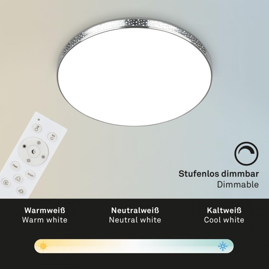 Briloner 3679-018 - Iluminação de teto LED RGB para casa de banho com regulação MAGA LED/18,5W/230V 3000-6500K diâmetro 35,5 cm + comando