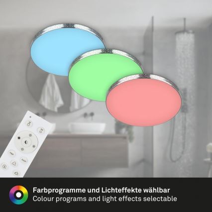 Briloner 3679-018 - Iluminação de teto LED RGB para casa de banho com regulação MAGA LED/18,5W/230V 3000-6500K diâmetro 35,5 cm + comando