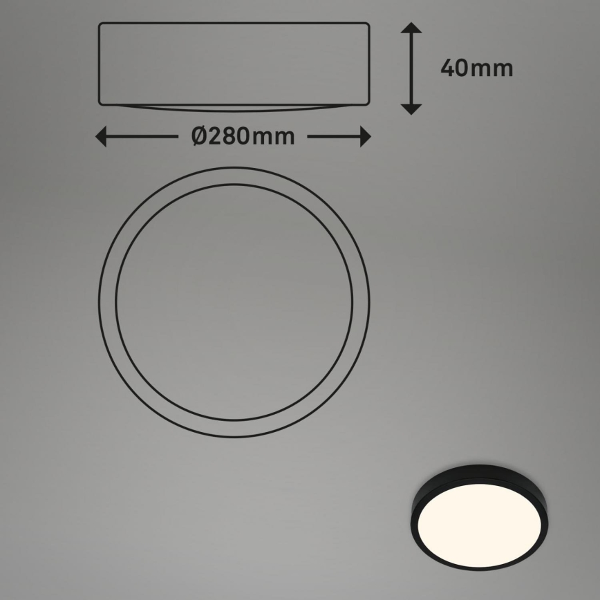 Briloner 3700-015 - Iluminação de teto LED RUNA LED/16W/230V 3000K diâmetro 28 cm preto