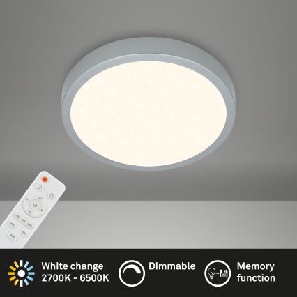 Briloner 3701-014 - Iluminação de teto LED com regulação RUNA LED/18W/230V 2700-6500K prateado + controlo remoto