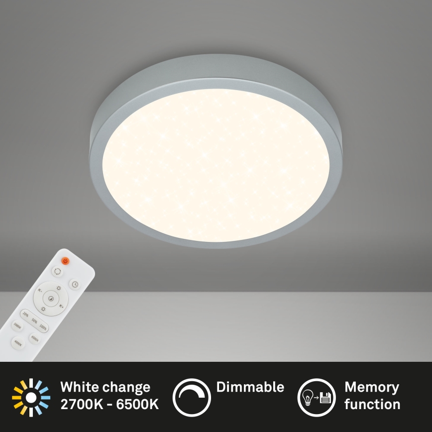 Briloner 3701-014 - Iluminação de teto LED com regulação RUNA LED/18W/230V 2700-6500K prateado + controlo remoto