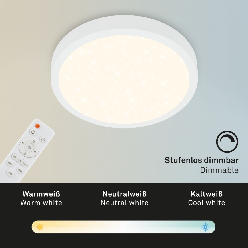 Briloner 3701-016 - Iluminação de teto LED com regulação RUNA LED/18W/230V 2700-6500K branco + controlo remoto