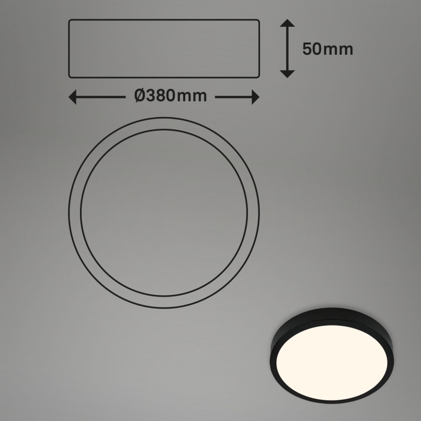 Briloner 3703-015 - Iluminação de teto LED RUNA LED/24W/230V 3000K diâmetro 38 cm preto