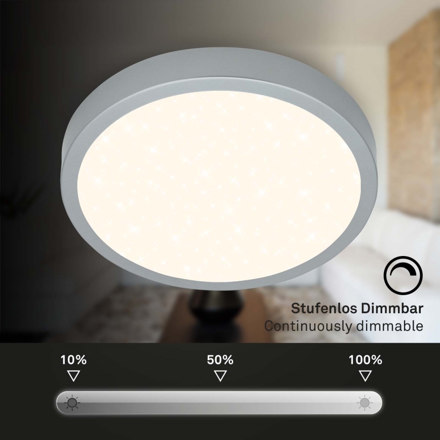Briloner 3704-014-Iluminação de teto LED com regulação RUNA LED/22W/230V 2700-6500K prateado + controlo remoto
