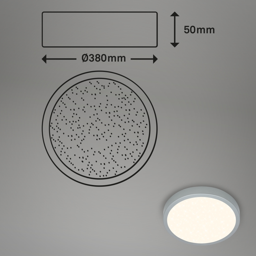 Briloner 3704-014-Iluminação de teto LED com regulação RUNA LED/22W/230V 2700-6500K prateado + controlo remoto