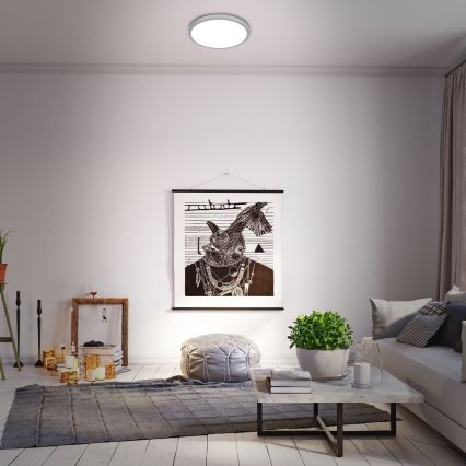 Briloner 3709-014 - Iluminação de teto LED RGBW com regulação LED/22W/230V 4000K diâmetro 38 cm prateado + comando