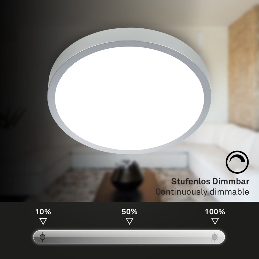 Briloner 3709-014 - Iluminação de teto LED RGBW com regulação LED/22W/230V 4000K diâmetro 38 cm prateado + comando