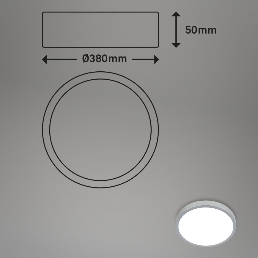 Briloner 3709-014 - Iluminação de teto LED RGBW com regulação LED/22W/230V 4000K diâmetro 38 cm prateado + comando