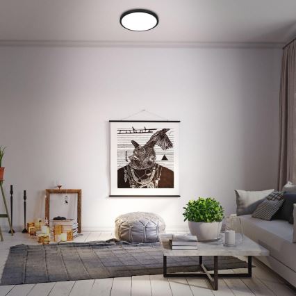 Briloner 3709-015 - Iluminação de teto LED RGBW com regulação LED/22W/230V 4000K diâmetro 38 cm preto + comando