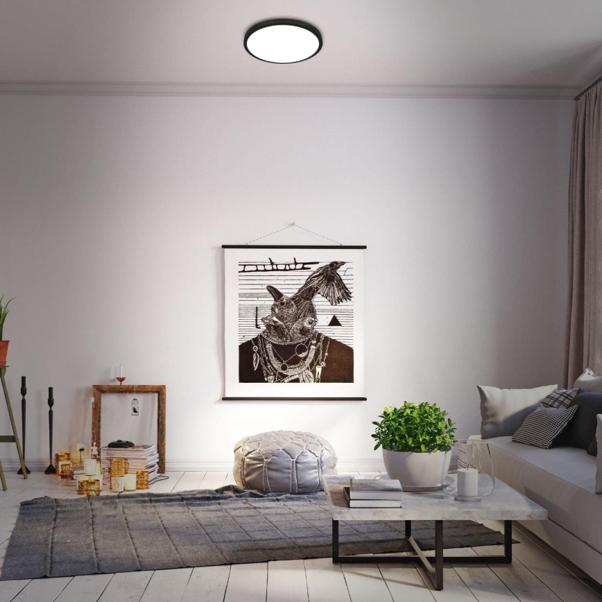 Briloner 3709-015 - Iluminação de teto LED RGBW com regulação LED/22W/230V 4000K diâmetro 38 cm preto + comando