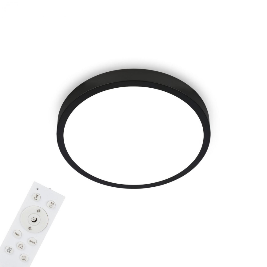 Briloner 3709-015 - Iluminação de teto LED RGBW com regulação LED/22W/230V 4000K diâmetro 38 cm preto + comando