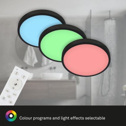 Briloner 3709-015 - Iluminação de teto LED RGBW com regulação LED/22W/230V 4000K diâmetro 38 cm preto + comando