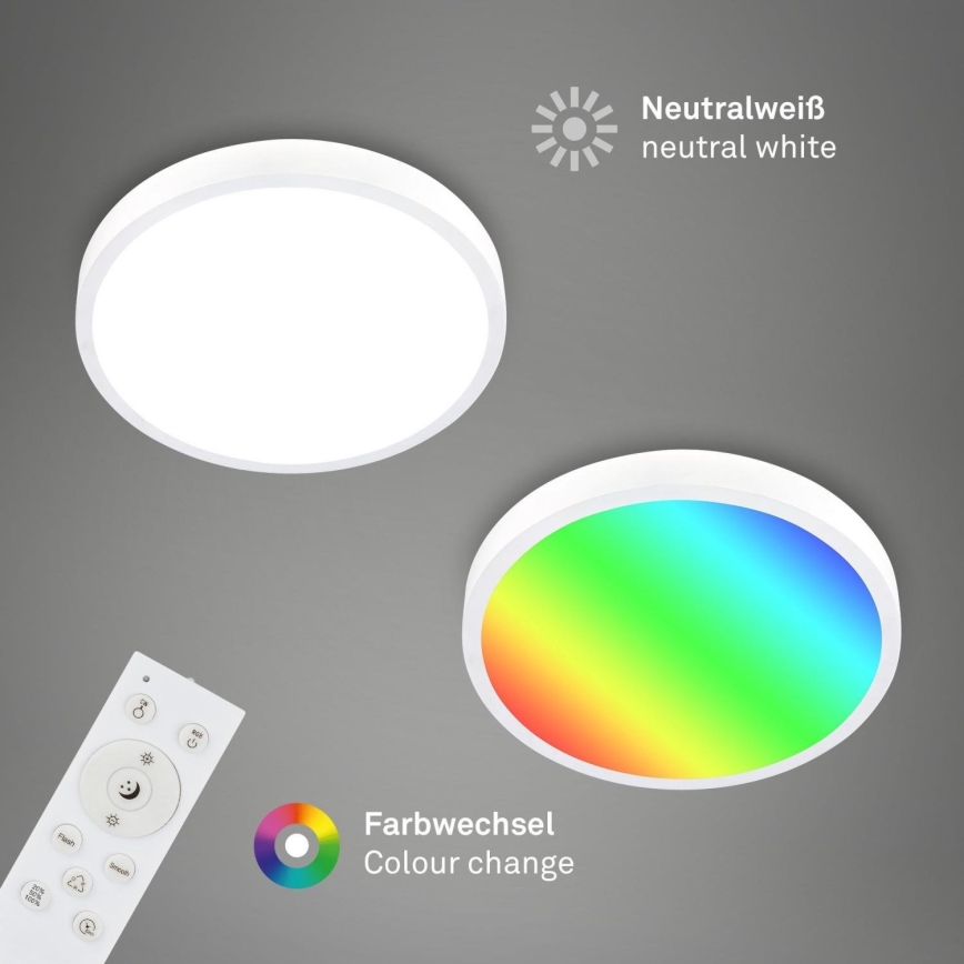 Briloner 3709-016 - Iluminação de teto LED RGBW com regulação LED/22W/230V 4000K diâmetro 38 cm branco + comando