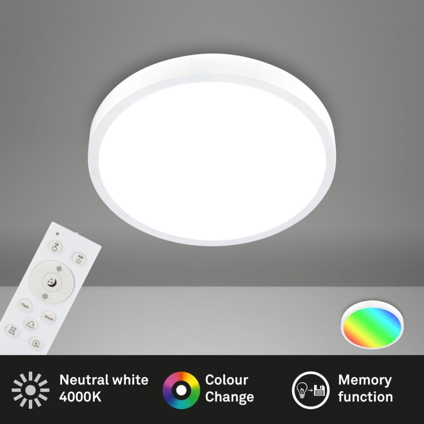 Briloner 3709-016 - Iluminação de teto LED RGBW com regulação LED/22W/230V 4000K diâmetro 38 cm branco + comando