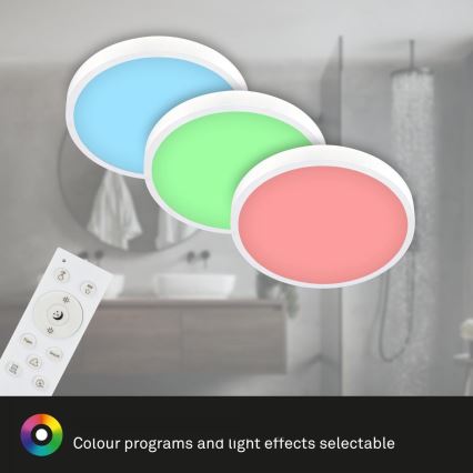Briloner 3709-016 - Iluminação de teto LED RGBW com regulação LED/22W/230V 4000K diâmetro 38 cm branco + comando