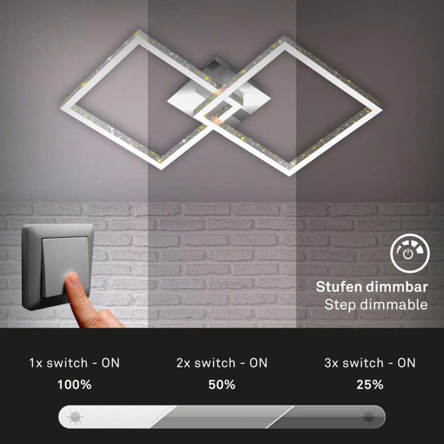 Briloner 3751-019 - Iluminação de teto LED com regulação FRAME LED/20W/230V cromado brilhante