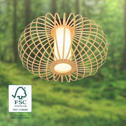 Briloner 3759011 - Iluminação de teto 1xE27/10W/230V diâmetro 40 cm bambu