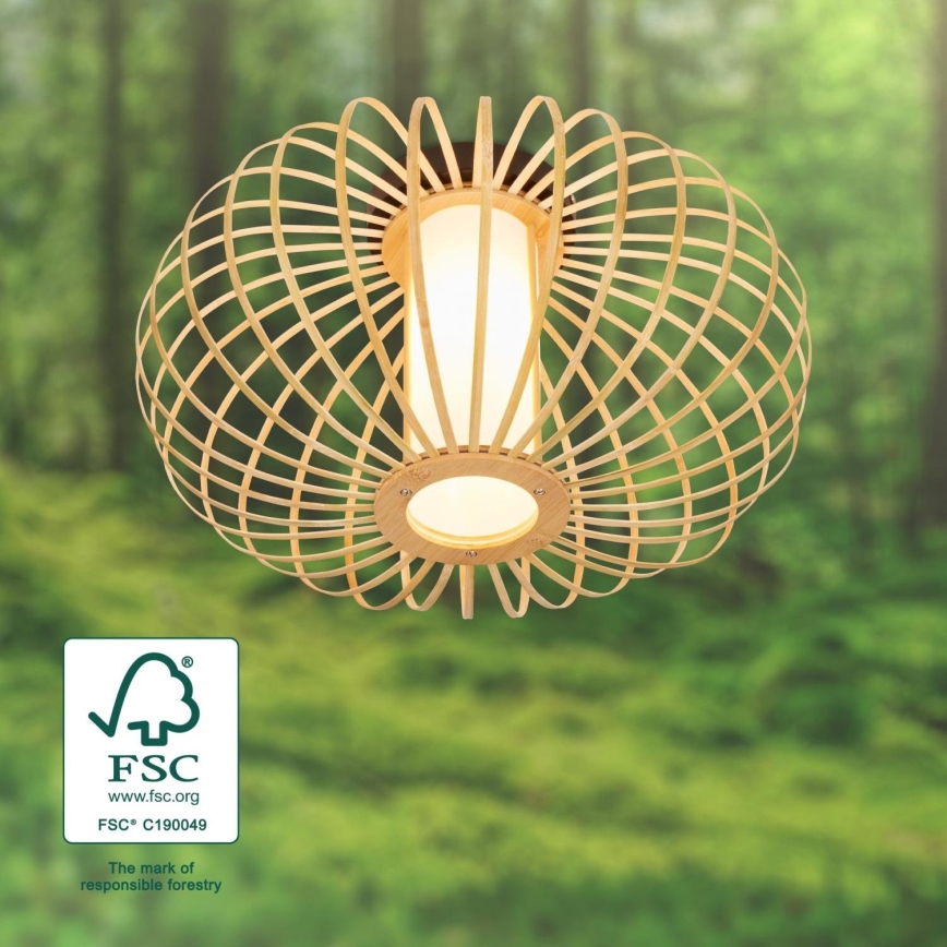 Briloner 3759011 - Iluminação de teto 1xE27/10W/230V diâmetro 40 cm bambu