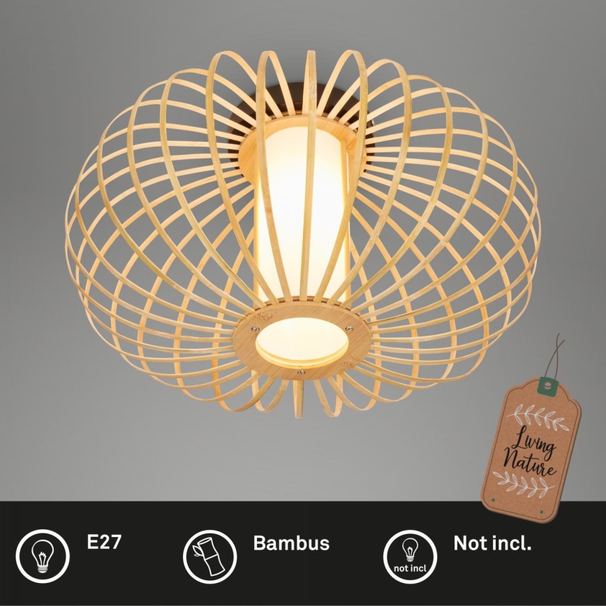 Briloner 3759011 - Iluminação de teto 1xE27/10W/230V diâmetro 40 cm bambu