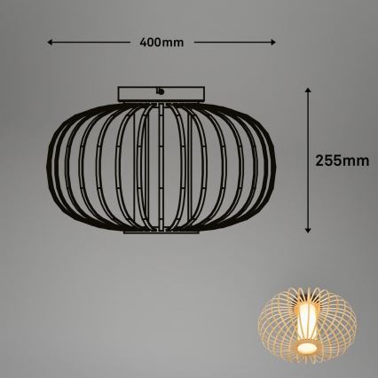 Briloner 3759011 - Iluminação de teto 1xE27/10W/230V diâmetro 40 cm bambu