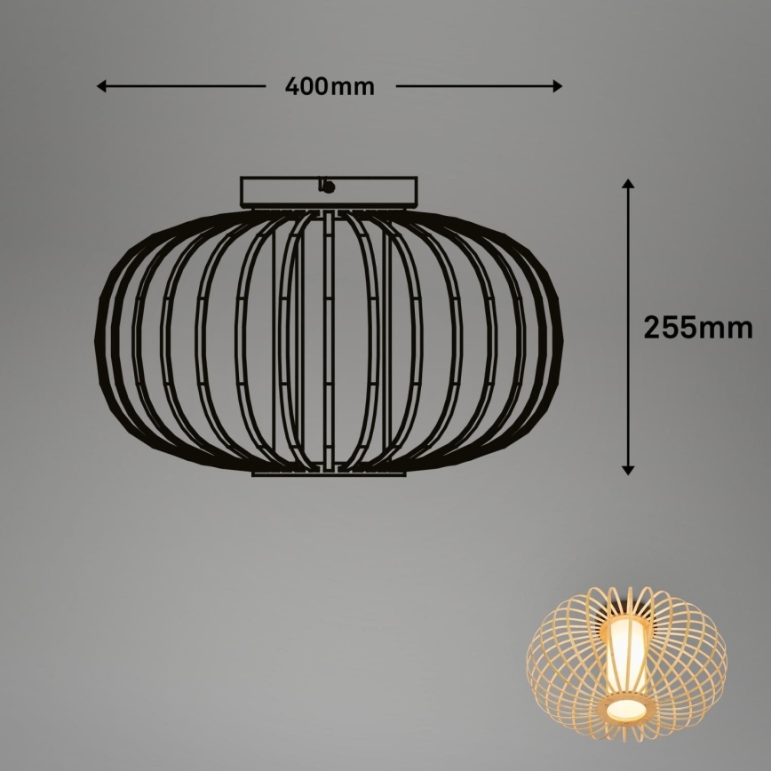 Briloner 3759011 - Iluminação de teto 1xE27/10W/230V diâmetro 40 cm bambu