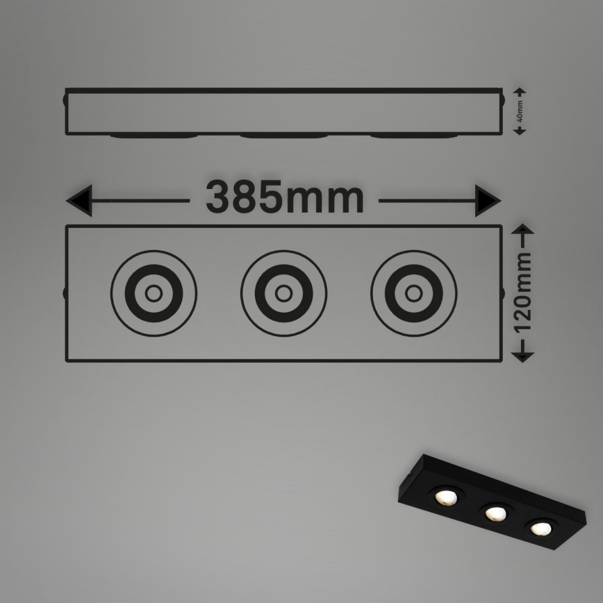 Briloner 3996035 - Foco LED CTS 3xLED/4W/230V 2700/4000K preto
