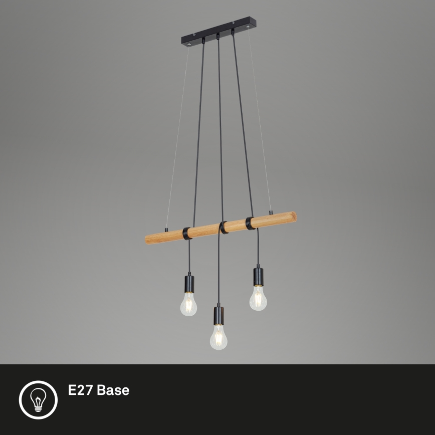 Briloner 4015035 - Candeeiro suspenso 3xE27/25W/230V árvore da borracha