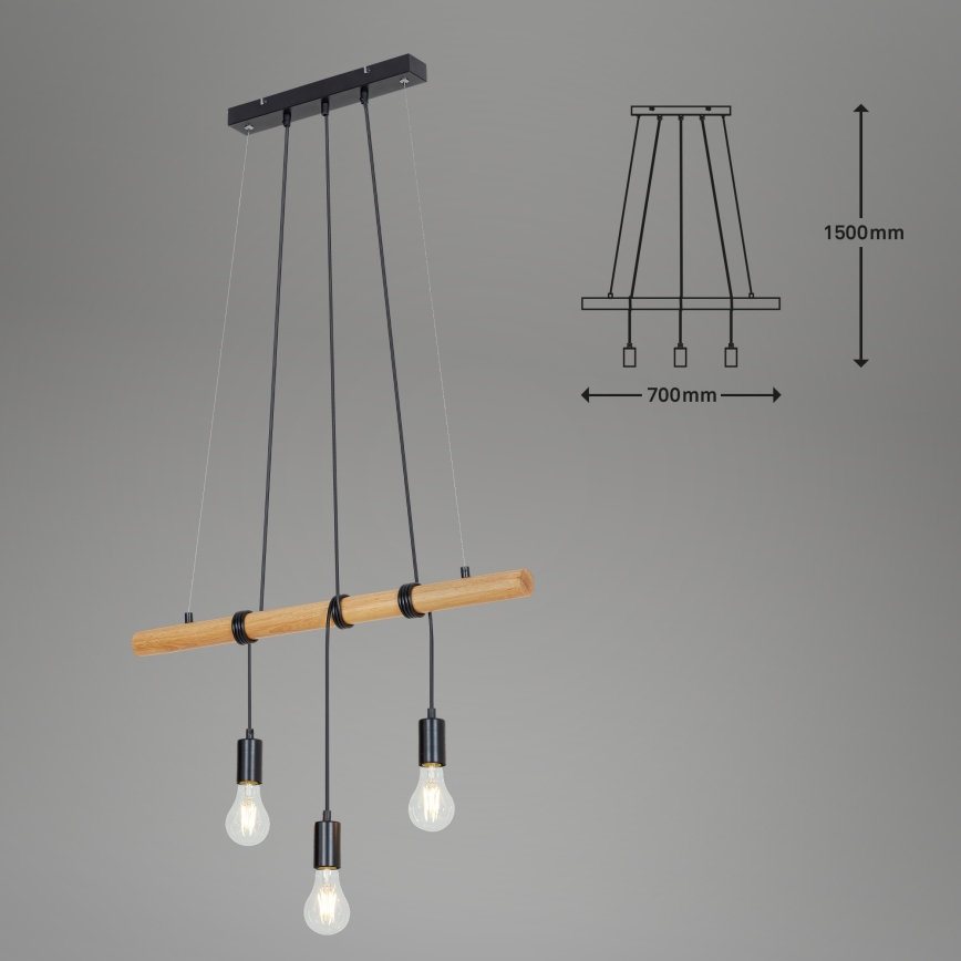 Briloner 4015035 - Candeeiro suspenso 3xE27/25W/230V árvore da borracha