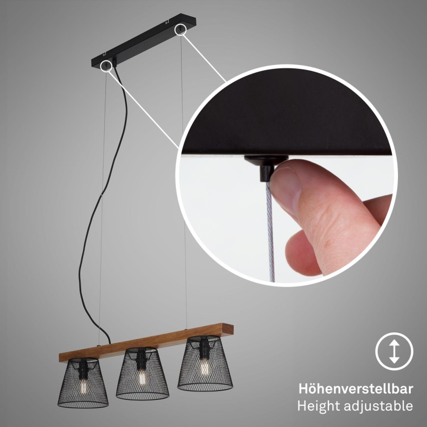 Briloner 4077-035 - Candeeiro suspenso WOOD & STYLE 3xE14/25W/230V árvore da borracha
