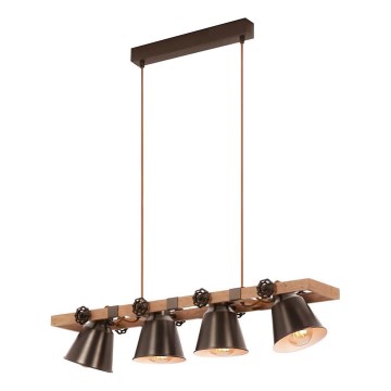 Briloner 4406-044 - Candeeiro suspenso TALE 4xE27/40W/230V castanho