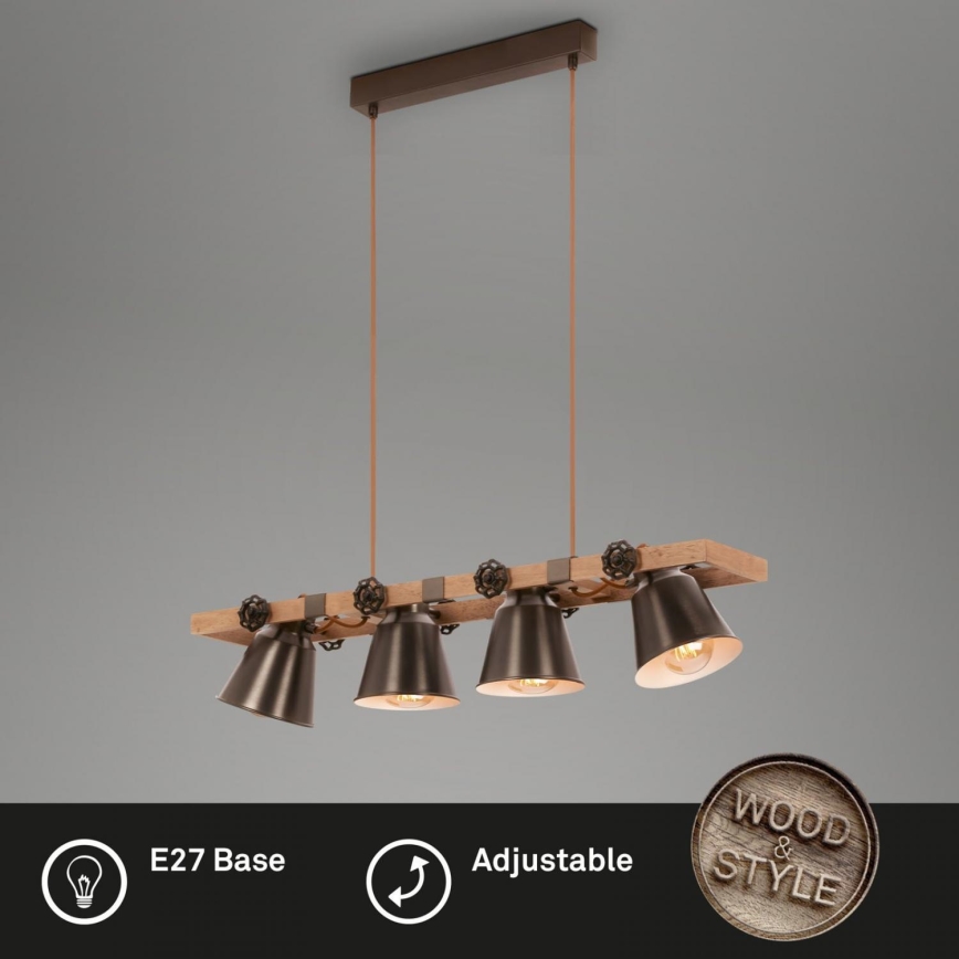 Briloner 4406-044 - Candeeiro suspenso TALE 4xE27/40W/230V castanho