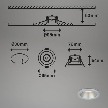 Briloner 7041-034 - CONJUNTO 3x Focos de encastrar LED para casa de banho  LED/4,9W/230V IP44 prateado