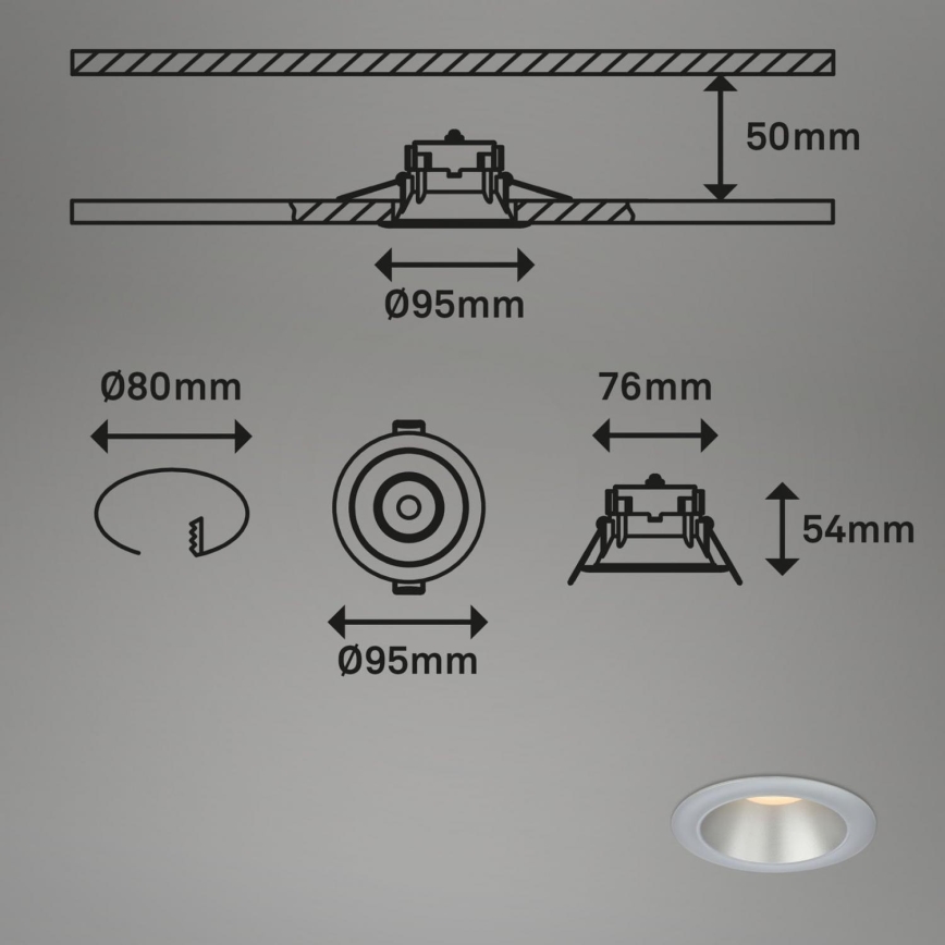 Briloner 7041-034 - CONJUNTO 3x Focos de encastrar LED para casa de banho  LED/4,9W/230V IP44 prateado