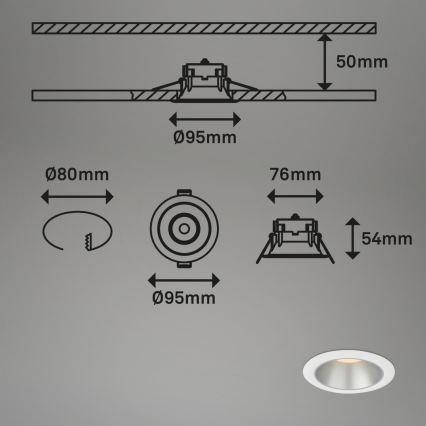 Briloner 7041-036 - CONJUNTO 3x Focos de encastrar LED para casa de banho  LED/4,9W/230V IP44 branco
