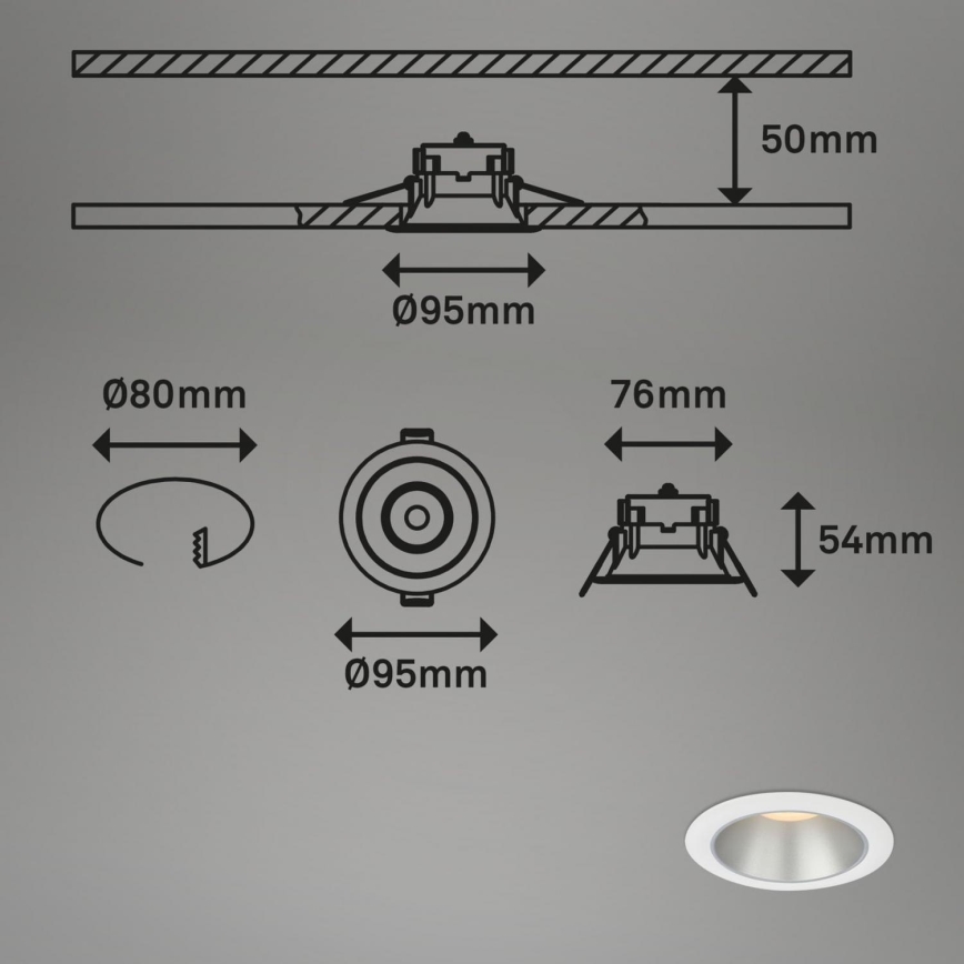 Briloner 7041-036 - CONJUNTO 3x Focos de encastrar LED para casa de banho  LED/4,9W/230V IP44 branco