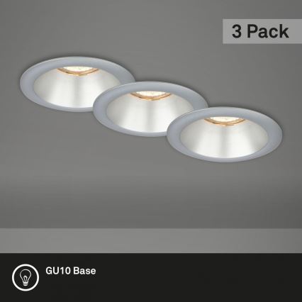 Briloner 7042-034 - CONJUNTO 3x Focos de encastrar para casa de banho 1xGU10/9W/230V IP23 prateado